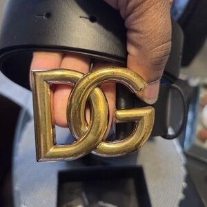 Dolce & Gabbana Black Belt with Gold Logo Buckle